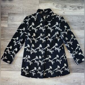 Vintage Focus by Shani Y2K 90's Ivory/Black Embroidered Coat